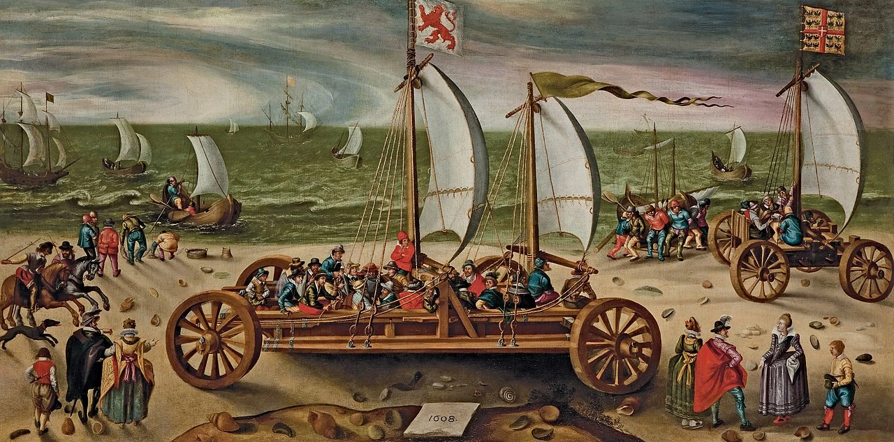 Gara di yacht di sabbia alla presenza del principe Maurizio di Nassau sulla spiaggia di Scheveningen